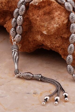 Usta İşi Özel Üretim Elişi Telkari Eskitme Gümüş Tesbih 349