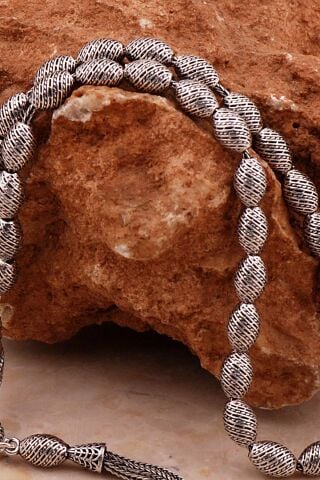 Usta İşi Özel Üretim Elişi Telkari Eskitme Gümüş Tesbih 349