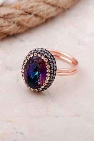 Mistik Topaz Taşlı Rose Gümüş Yüzük 3464