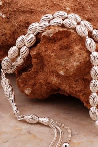 Usta İşi Özel Üretim Elişi Telkari Gümüş Tesbih 351