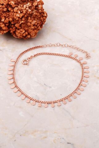 Gurmet Damla Pullu Sallantılı Rose Gümüş Halhal 281