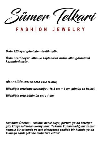 Rodyumlu 925 Ayar Gümüş Taşlı Yonca Bileklik 4917