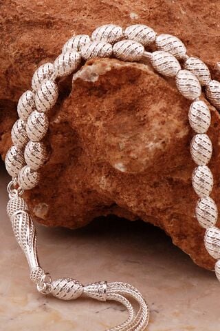 Usta İşi Özel Üretim Elişi Telkari Gümüş Tesbih 352