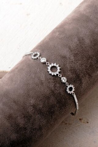 925 Ayar Gümüş Rodyumlu Taşlı Güneş Bileklik 4918