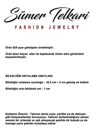 925 Ayar Gümüş Rodyumlu Taşlı Güneş Bileklik 4918