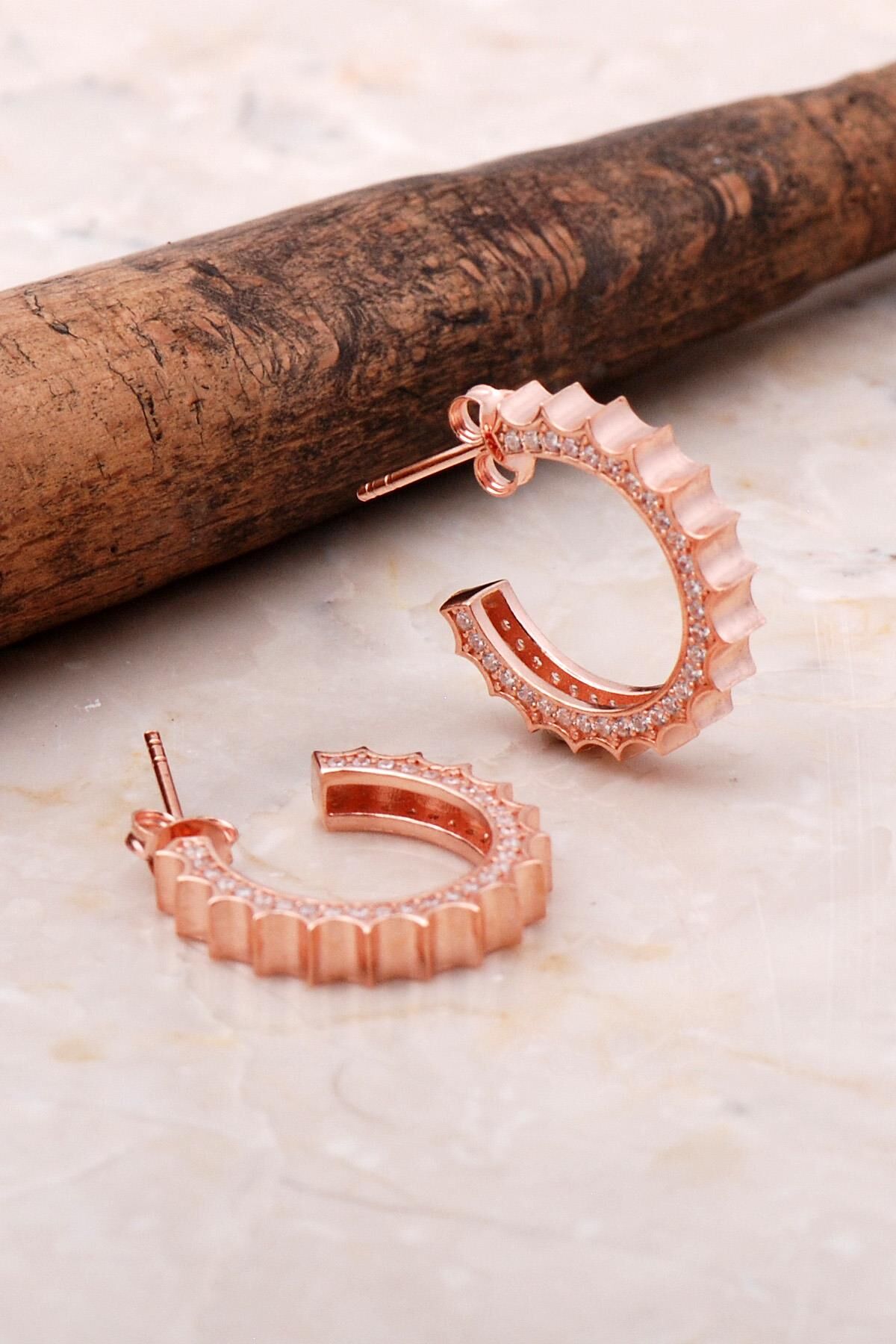 Rose Gümüş 19 Mm Halka Küpe 5037