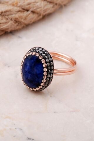 Safir Taşlı Rose Gümüş Yüzük 3467