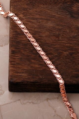 925 Ayar Rose Gümüş Pullu Arpa Zincir Bileklik 4919