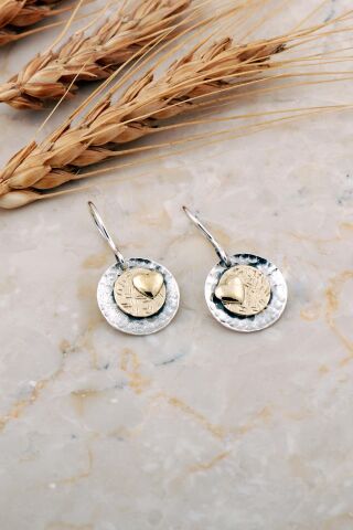 Kalp Tasarım Çekiç Dövme Elişi Gümüş Küpe 7248