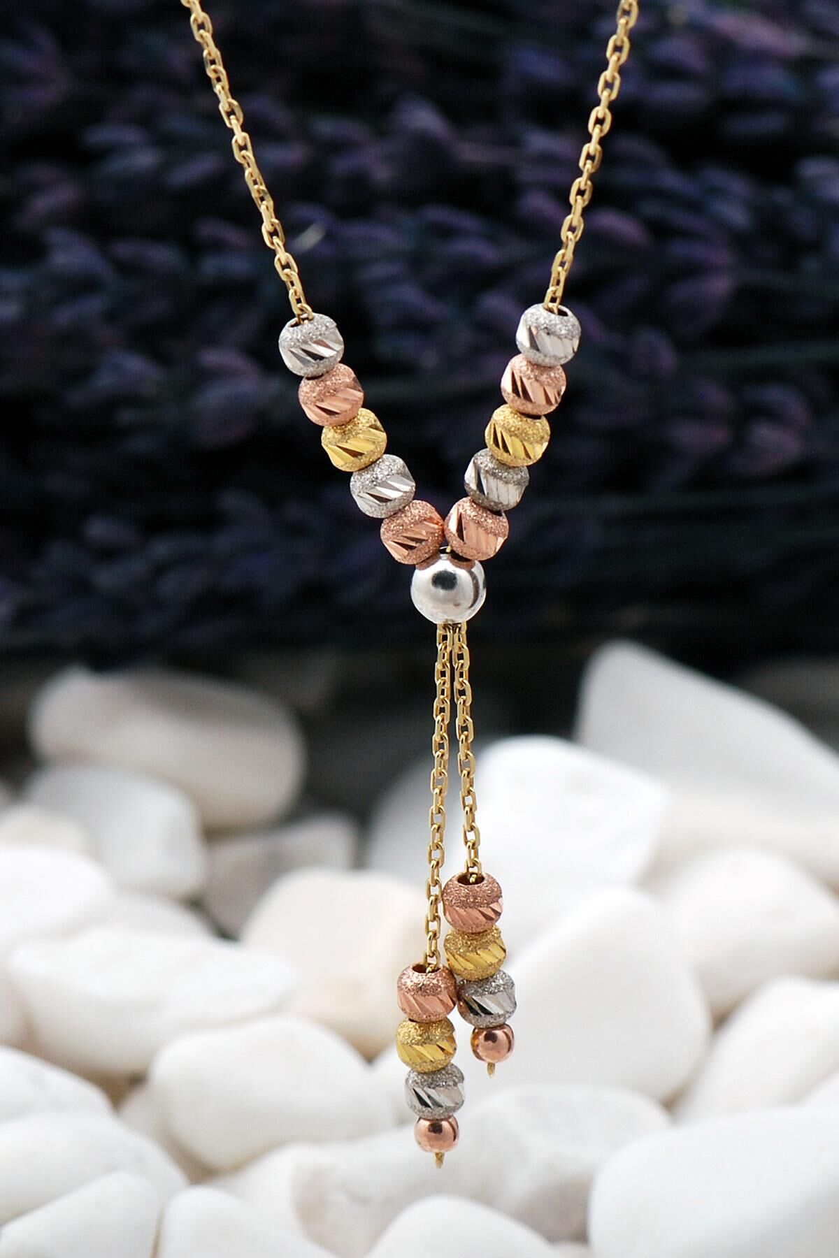 Dorissa Altın Yaldız Rose Rodyumlu Gümüş Kolye 7388