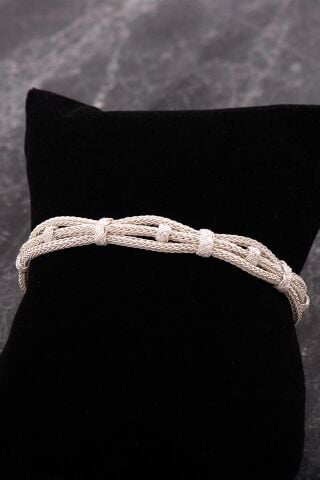 Kazaziye İşlemeli Elişi Tasarım Gümüş Bileklik 4756