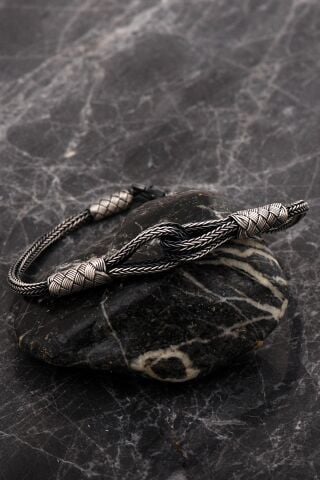 Kazaziye Bağlılık Sembolü Tasarım 20 Cm Eskitme Gümüş Erkek Bileklik 4757