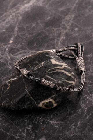 Kazaziye Bağlılık Sembolü Tasarım 20 Cm Eskitme Gümüş Erkek Bileklik 4757