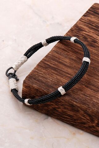 Kazaziye İşlemeli El Sarması Gümüş Bileklik 3264