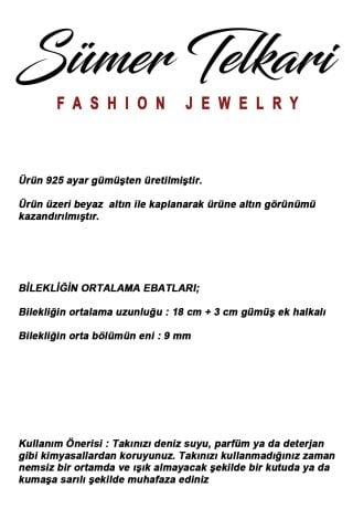 Damla Safir Taşlı Rodyumlu 925 Ayar Gümüş Bileklik 4922