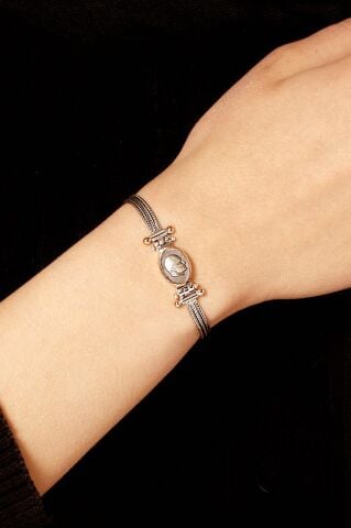 Mustafa Kemal Atatürk Silüeti Gümüş Bileklik 3265