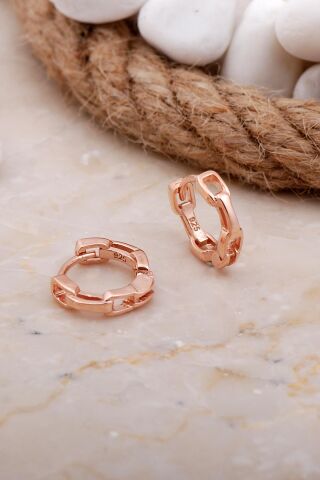 Gurmet 15 mm Rose Gümüş Halka Küpe 5809