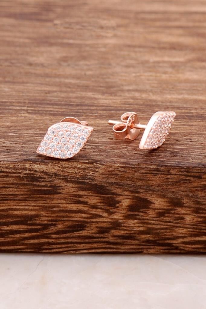 Rose Gümüş Taşlı Göz Küpe 3762