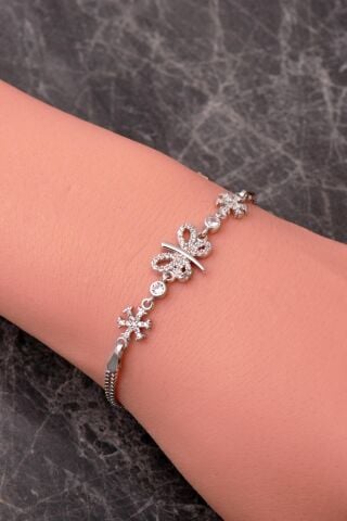 Kar Tanesi Yusufçuk Rodyumlu 925 Ayar Gümüş Bileklik 4924