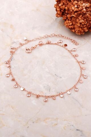 Pullu Taşlı Sallantılı Rose Gümüş Halhal 290