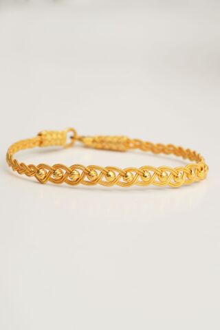 Dorika Kazaziye İşlemeli Tasarım Örgü Altın Yaldızlı 1000 Ayar Gümüş Bileklik 4605