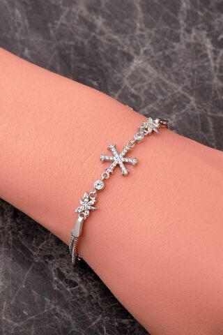 Kar Tanesi Yusufçuk Rodyumlu 925 Ayar Gümüş Bileklik 4926