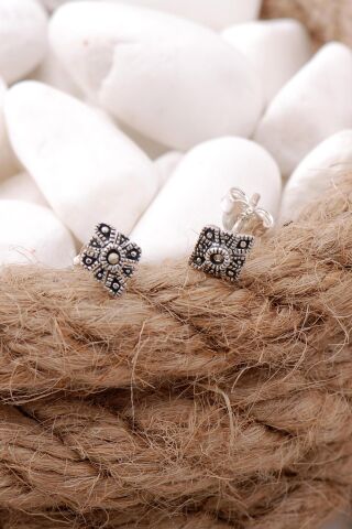 Markazit Taşlı Mini Gümüş Küpe 5727