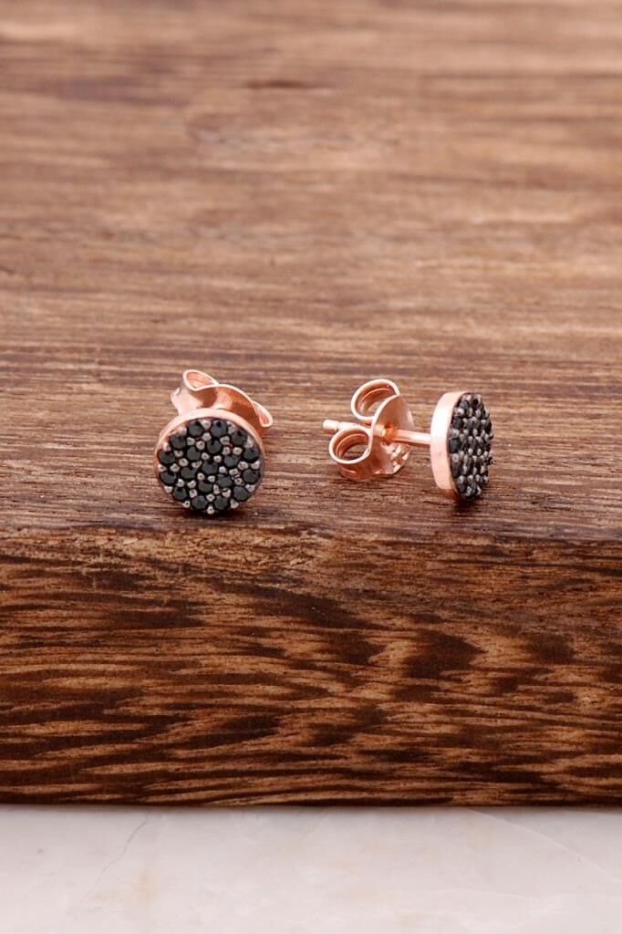 Safir Taşlı Tasarım Rose Gümüş Küpe 3769