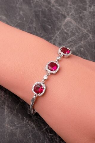 3 Farklı Renk Seçenekli Rodyumlu 925 Ayar Gümüş Bileklik 4931