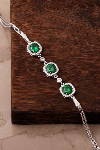 3 Farklı Renk Seçenekli Rodyumlu 925 Ayar Gümüş Bileklik 4931