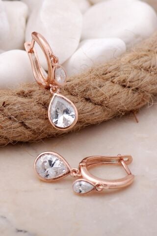 Damla Rose Gümüş Küpe 5729