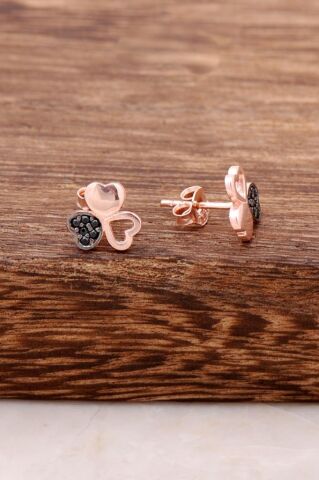 Safir Taşlı Yonca Rose Gümüş Küpe 3770