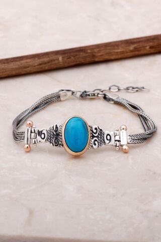 Firuze Elişi Tasarım Gümüş Bileklik 3451