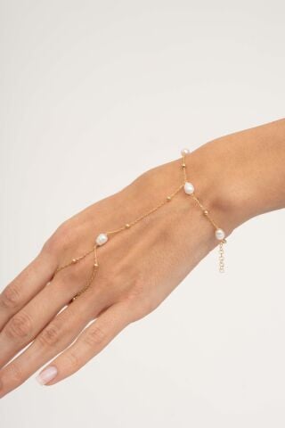 İnci Taşlı Tasarım Altın Kaplama Gümüş Şahmeran 96