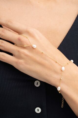 İnci Taşlı Tasarım Altın Kaplama Gümüş Şahmeran 96