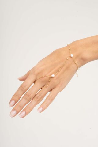 İnci Taşlı Tasarım Altın Kaplama Gümüş Şahmeran 96