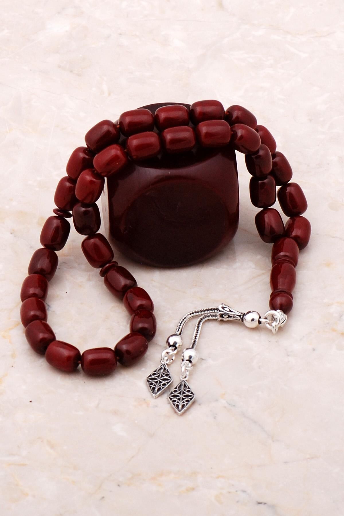 Sıkma Kehribar Özel Seri Usta İşi Tesbih 340