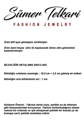 Baget Taşlı Rodyumlu 925 Ayar Gümüş Bileklik 4932