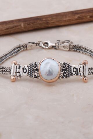 İnci Elişi Tasarım Gümüş Bileklik 3453