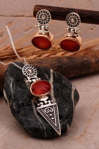 Mercan Antik Tasarım Elişi Gümüş Set 2096