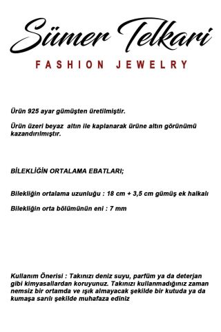 Baget Taşlı Kare Tasarımlı Rodyumlu 925 Ayar Gümüş Bileklik 4934