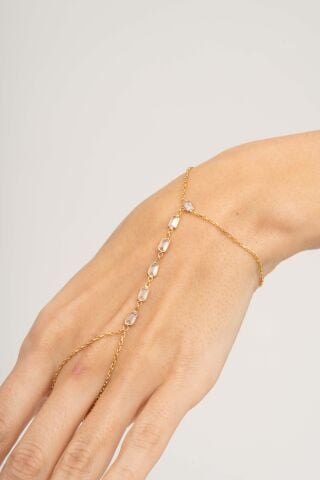 Baget Taşlı Tasarım Altın Kaplama Gümüş Şahmeran 100