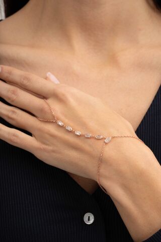 Baget Taşlı Tasarım Rose Gümüş Şahmeran 101