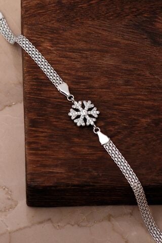 Ezme Kar Tanesi Rodyumlu 925 Ayar Gümüş Bileklik 4935