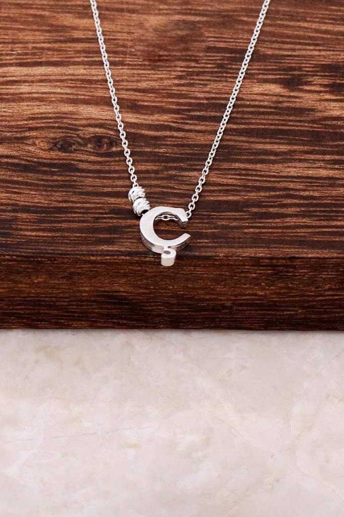 Ç Harfli Tasarım Gümüş Kolye 3799