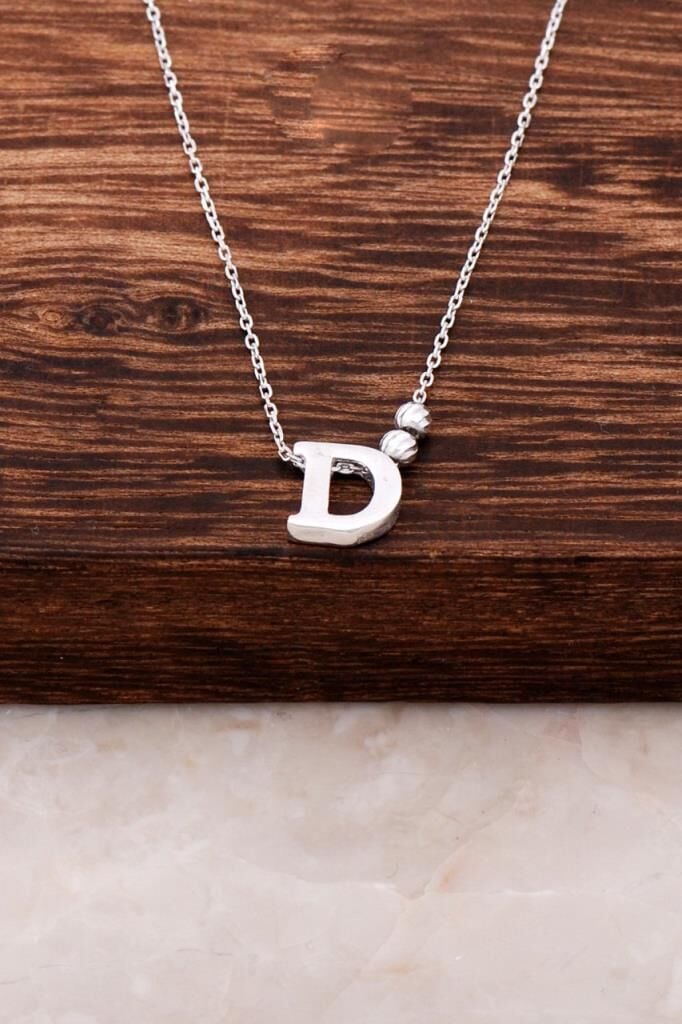 D Harfli Tasarım Gümüş Kolye 3801