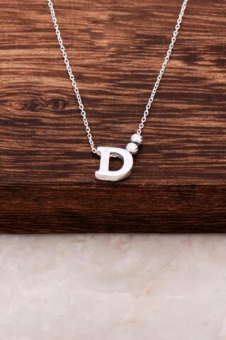 D Harfli Tasarım Gümüş Kolye 3801