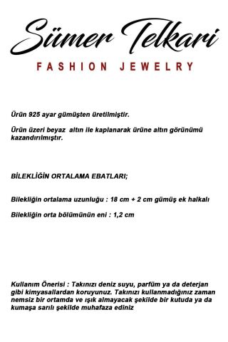 Taşlı Ay Yıldız Rodyumlu 925 Ayar Gümüş Ataç Bileklik 4938