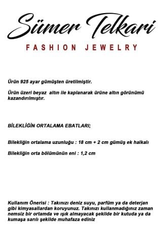 Taşlı Ay Yıldız Rodyumlu 925 Ayar Gümüş Ataç Bileklik 4938