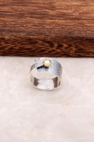 Çekiç Dövme Güç Tasarım Gümüş Yüzük 2856